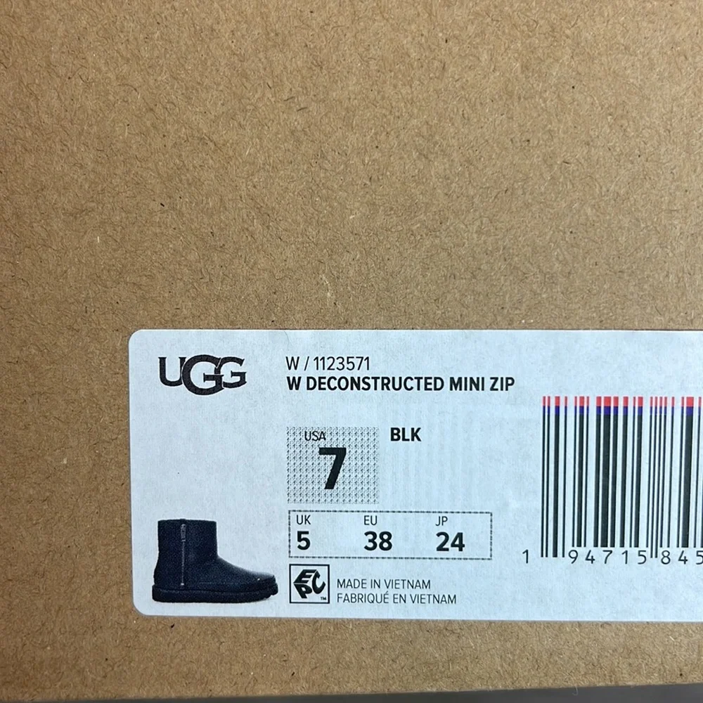 🌿UGG🌿 W DECONSTRUCTED MINI ZIP BLACK BOOTS - Picture 14 of 15